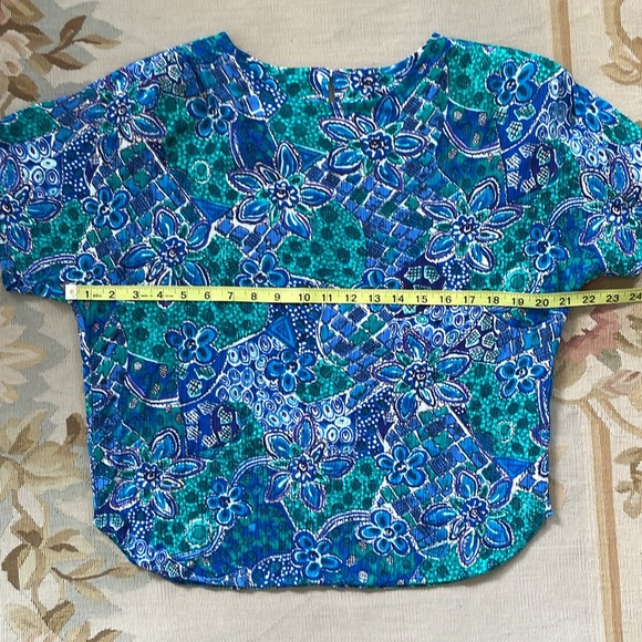 Turquoise, periwinkle, aqua cornflower, blue beach blouse by casual corner sz 12 - Picture 4 of 7